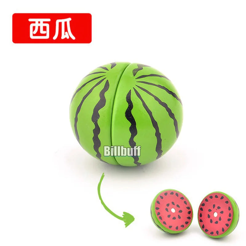 Montessori Wooden Magnetic Cutting Fruit Toy Banana Lemons Model Kitchen Educational Toy