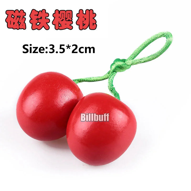 Montessori Wooden Magnetic Cutting Fruit Toy Banana Lemons Model Kitchen Educational Toy