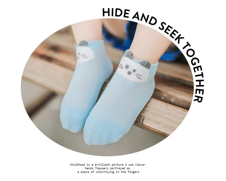5 Pairs/Lot Baby Socks Newborns Infant Cute Cartoons Soft Cotton  Mesh Short Socks For 0-24 Month Boy Girl Babies Fashion Kids