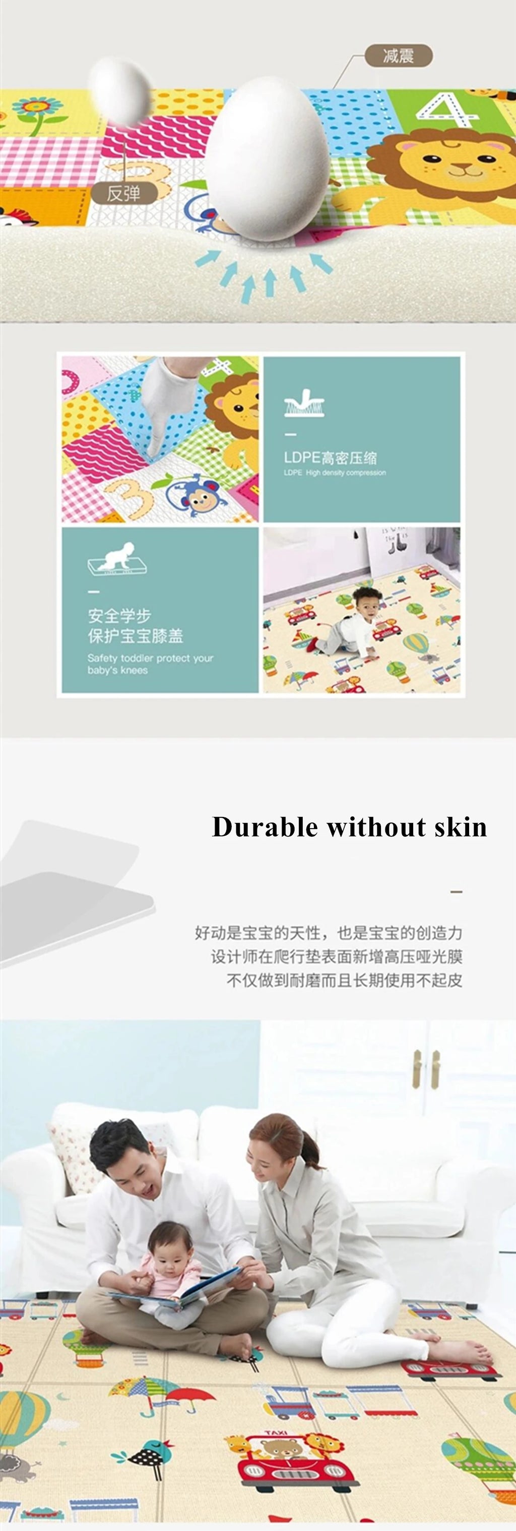 Double-sided New Baby Folding Crawling Activity Mat Children's Carpet Soft Foam Pad Kids Cartoon Waterproof Crawling Game Carpet
