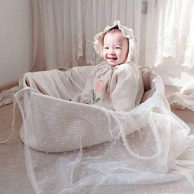 Portable Baby Moses Basket Carrier Cotton Rope Woven Crib Newborn Sleeping Bed Cradle Bassinet Nursery Decor Cunas Para El Bebe