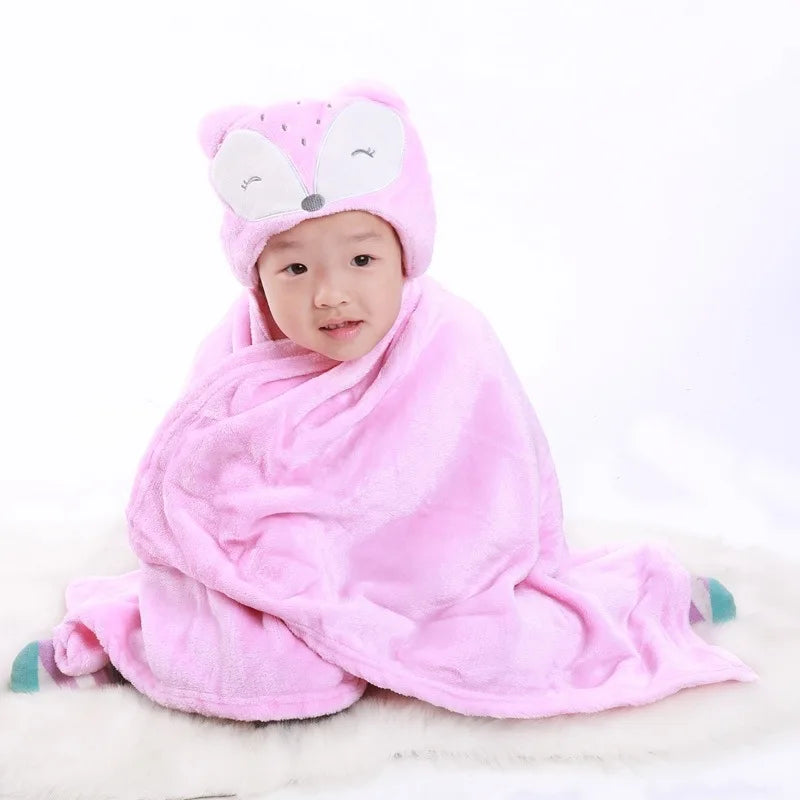 2024 New Flannel Baby Blanket 3D Animal 3D Cloak Children's Cartoon Bathtowel