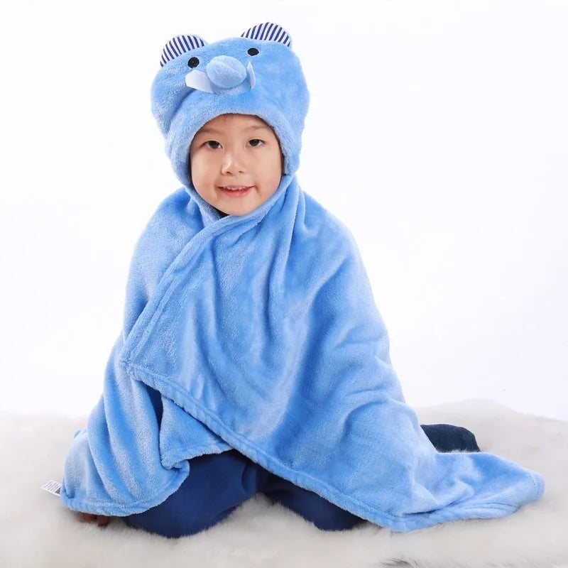 2024 New Flannel Baby Blanket 3D Animal 3D Cloak Children's Cartoon Bathtowel