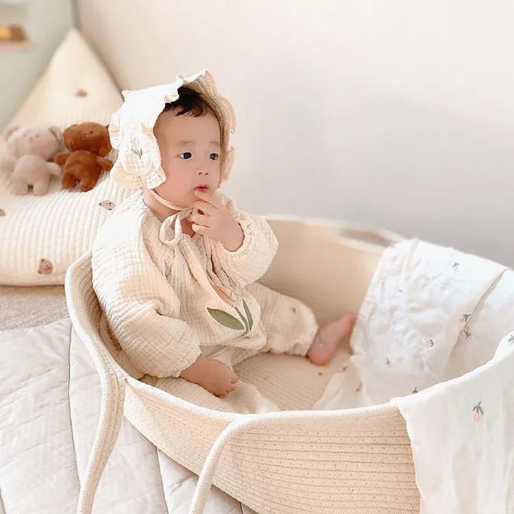 Portable Baby Moses Basket Carrier Cotton Rope Woven Crib Newborn Sleeping Bed Cradle Bassinet Nursery Decor Cunas Para El Bebe