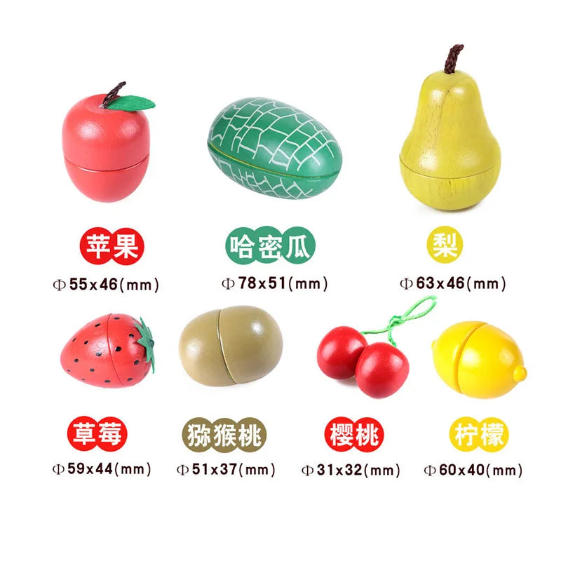 Montessori Simulation 3D Woodens Toy Magnetic Cutting Fruit Banana Lemons Kitchen Model Early Educational Toys for Children Gift
