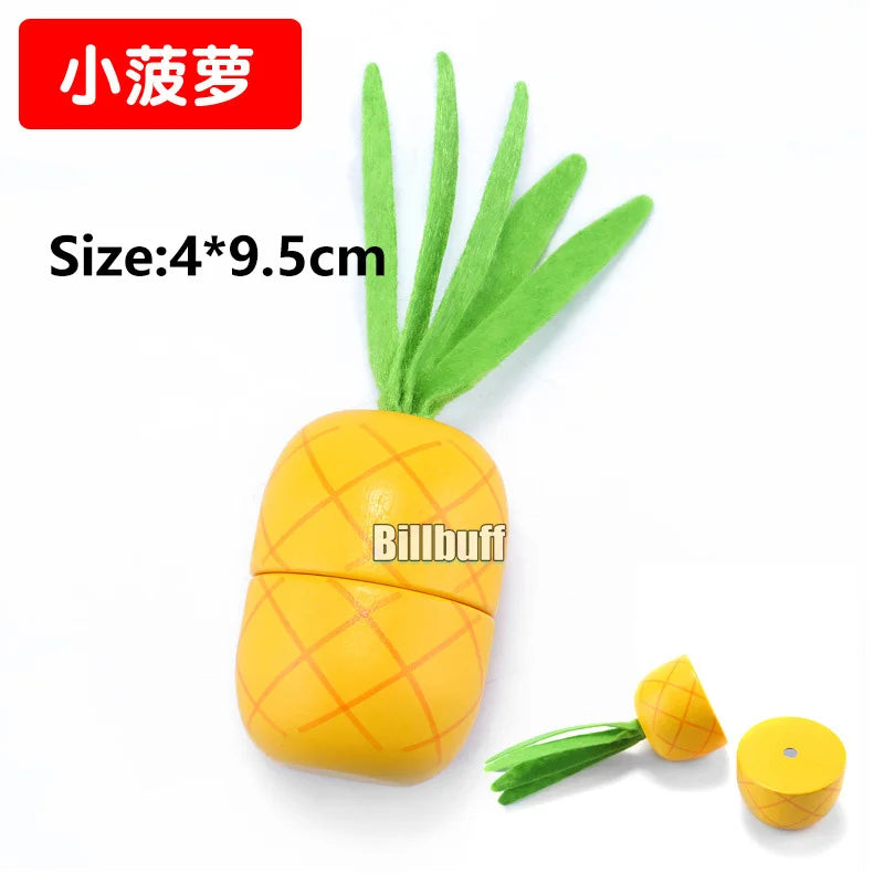 Montessori Wooden Magnetic Cutting Fruit Toy Banana Lemons Model Kitchen Educational Toy