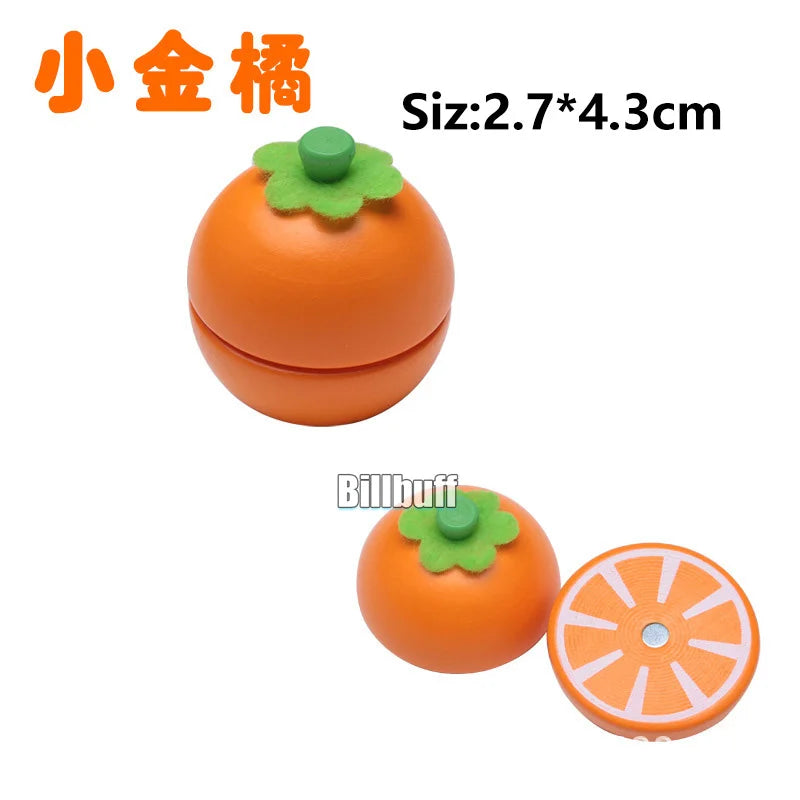 Montessori Wooden Magnetic Cutting Fruit Toy Banana Lemons Model Kitchen Educational Toy