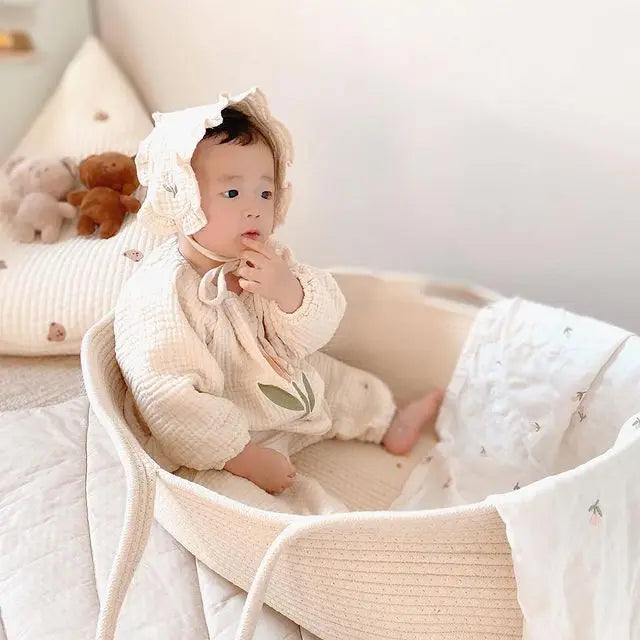 Portable Baby Moses Basket Carrier Cotton Rope Woven Crib Newborn Sleeping Bed Cradle Bassinet Nursery Decor Cunas Para El Bebe