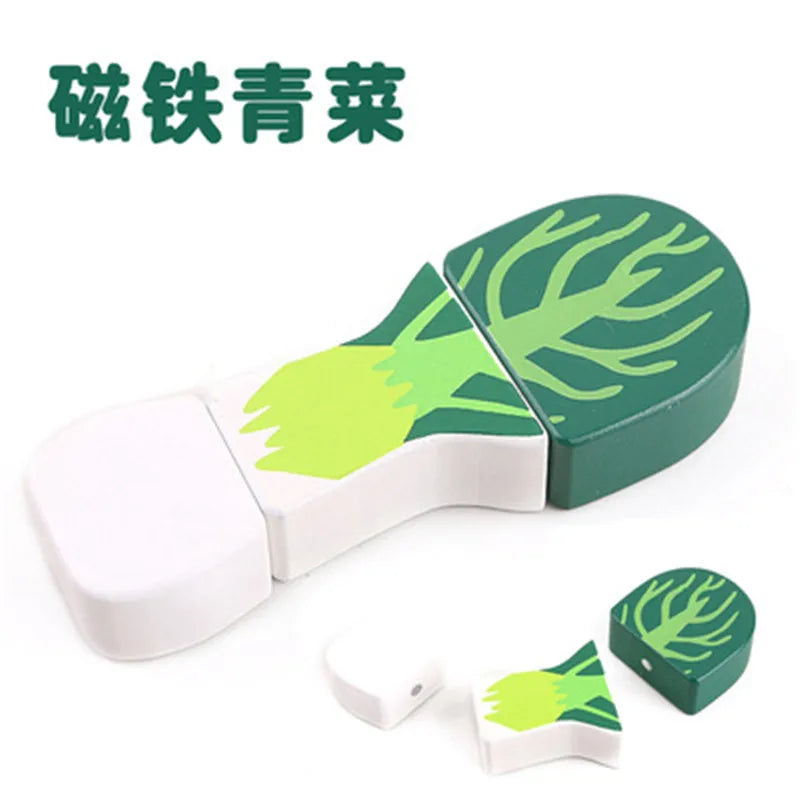 Chechele Montessori 3D Vegetable and Fruit Wooden Kitchen Toy Model Veg3D for Children Coordination Educational Toy