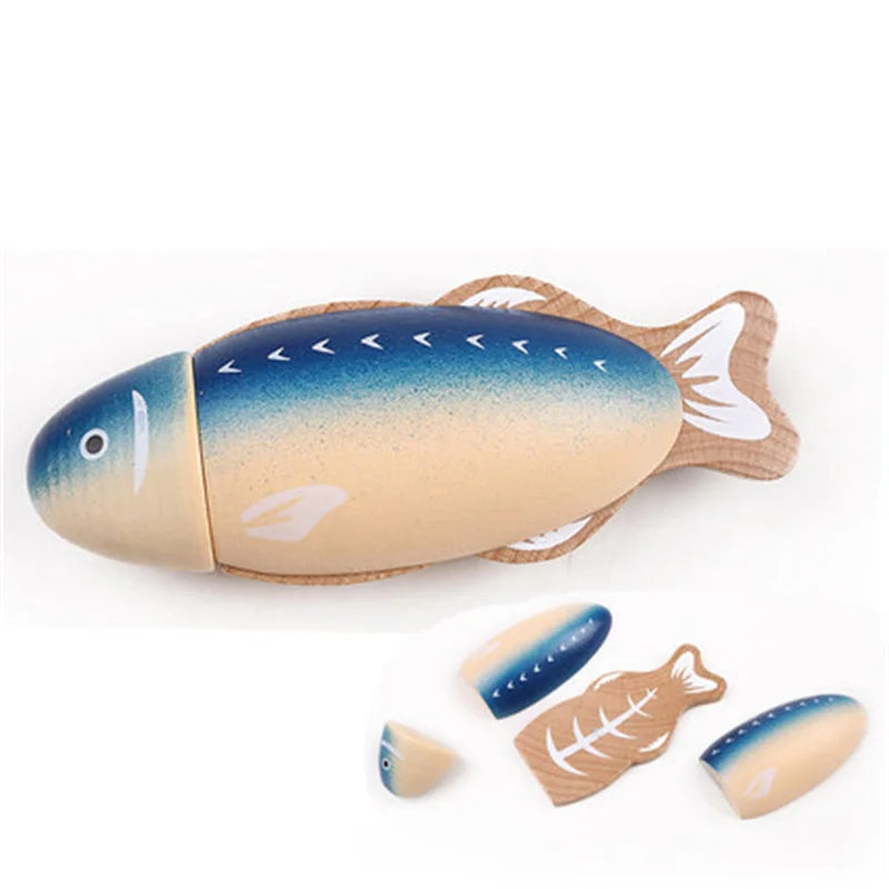 New Montessori Simulation Animal Magnetic Play House Fish Shrimp Crab Shell Seasoning Sashimi Baking Toy Wooden Educational Toys