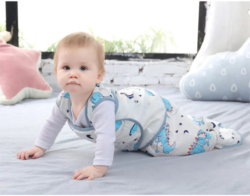 Baby Sleeping Bag Wearable Blanket Newborn Swaddle Wrap Sack Gauze Bamboo Cotton Spring 1Tog Sleep Bag Changing Diaper 0-24M
