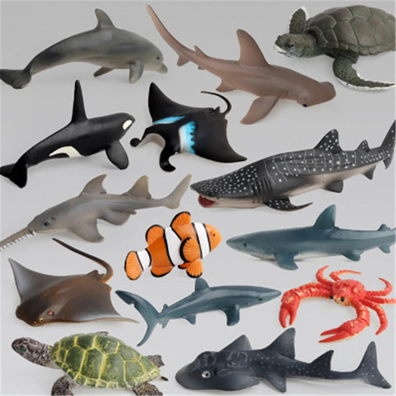 New Simulation ocean Animals Model Toys Whale Shark Sea turtle  Sets Animal Plastic Action Figures Educational Toy Figure Gift