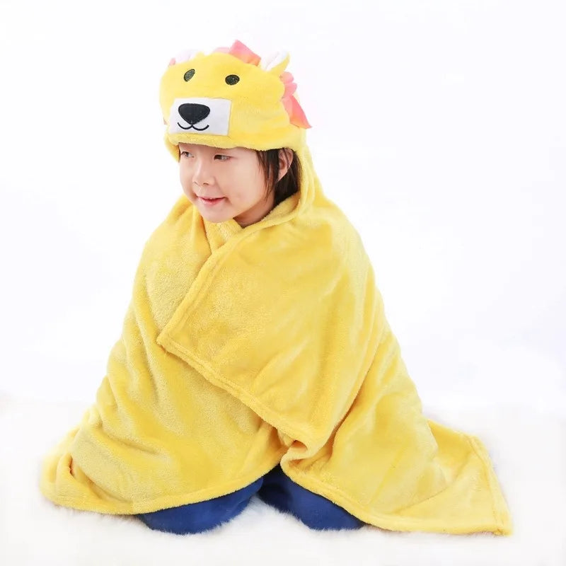 2024 New Flannel Baby Blanket 3D Animal 3D Cloak Children's Cartoon Bathtowel