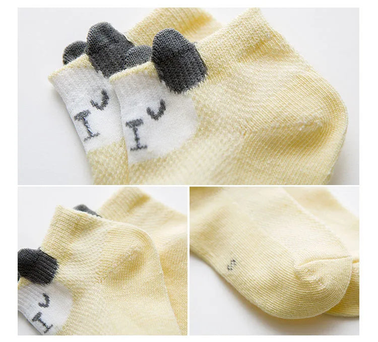 5 Pairs/Lot Baby Socks Newborns Infant Cute Cartoons Soft Cotton  Mesh Short Socks For 0-24 Month Boy Girl Babies Fashion Kids