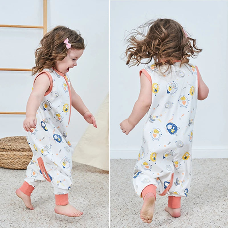 Baby Sleeping Bag 28-32℃ Summer Cool Vest Kids Sleep Sack Boys Girls 100% Cotton Breathable Sleeping Bag Baby Anti Tipi New