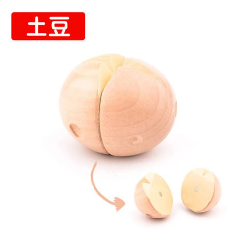Chechele Montessori 3D Vegetable and Fruit Wooden Kitchen Toy Model Veg3D for Children Coordination Educational Toy