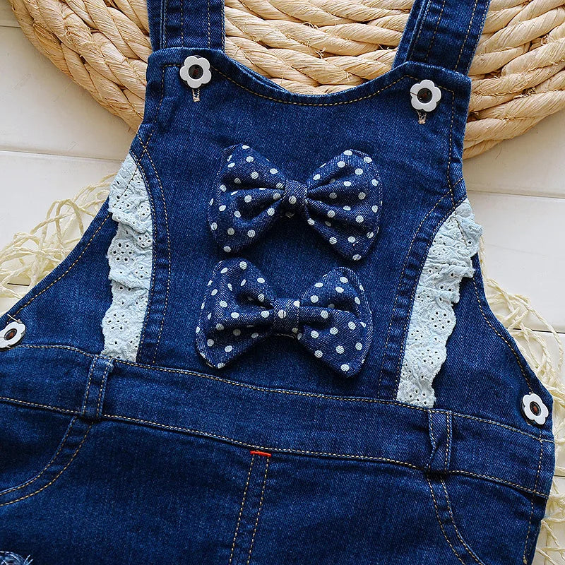 IENENS Baby Girls Overalls Kids Trousers Denim Dungarees Embroidery Butterfly Pants Toddler Infant  Jumpsuit 0-4 Years Clothes