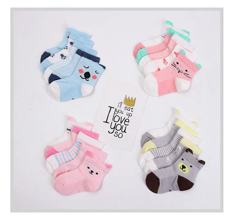 5 Pairs/Lot Baby Socks Newborns Infant Cute Cartoons Soft Cotton  Mesh Short Socks For 0-24 Month Boy Girl Babies Fashion Kids
