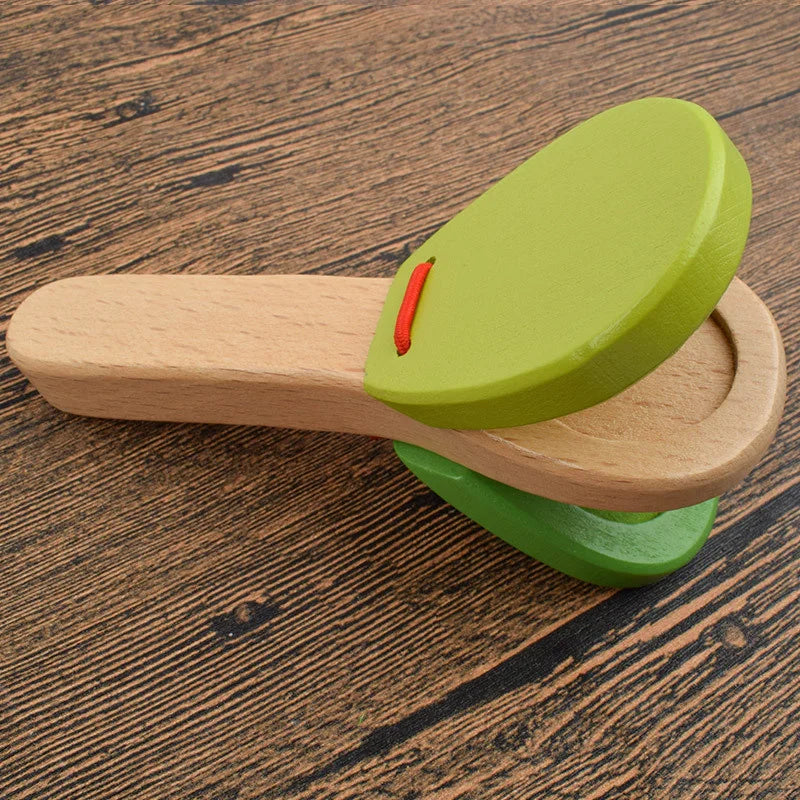 Montessori Wooden Orff Percussion Instrument Castanets Hand Clappers For Babies Educational Toy 1Pcs