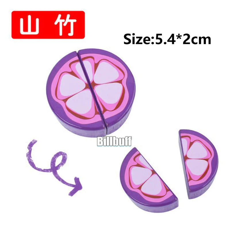 Montessori Wooden Magnetic Cutting Fruit Toy Banana Lemons Model Kitchen Educational Toy