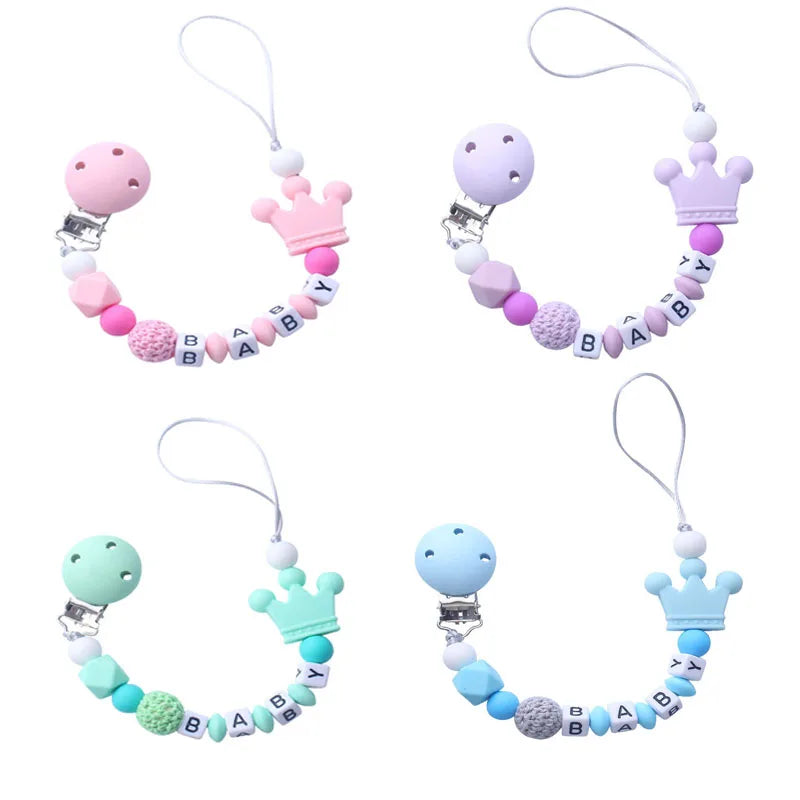 Baby Pacifier Clip Holder Free personalized name Food Silicone Teething With Newborn Gift Anti-drop Chain