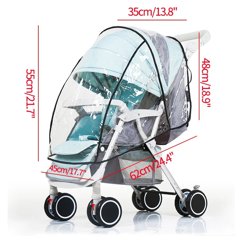 Stroller Rain Cover Transparent Wind Dust Shield Universal Trolley Umbrella Raincoat Baby Car Seat Cover Sunshade Breathable