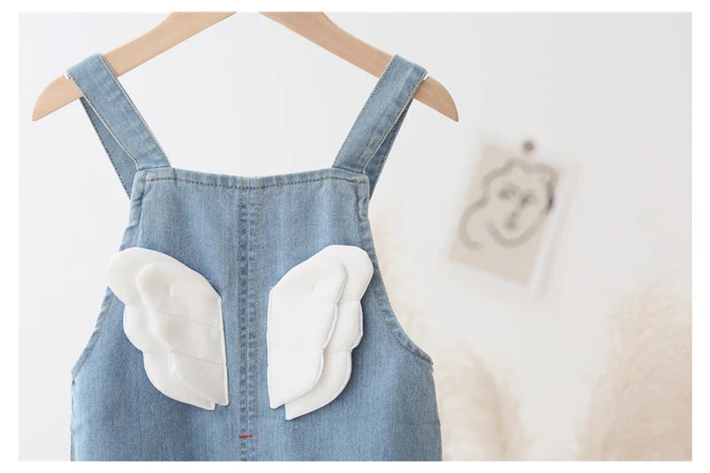 IENENS Baby Girls Overalls Kids Trousers Denim Dungarees Embroidery Butterfly Pants Toddler Infant  Jumpsuit 0-4 Years Clothes