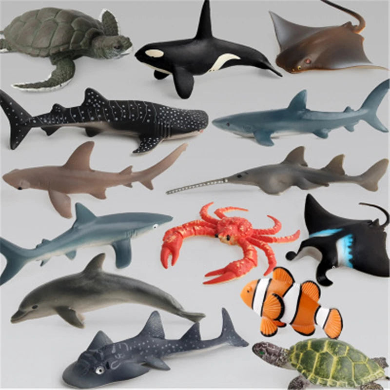 New Simulation ocean Animals Model Toys Whale Shark Sea turtle  Sets Animal Plastic Action Figures Educational Toy Figure Gift