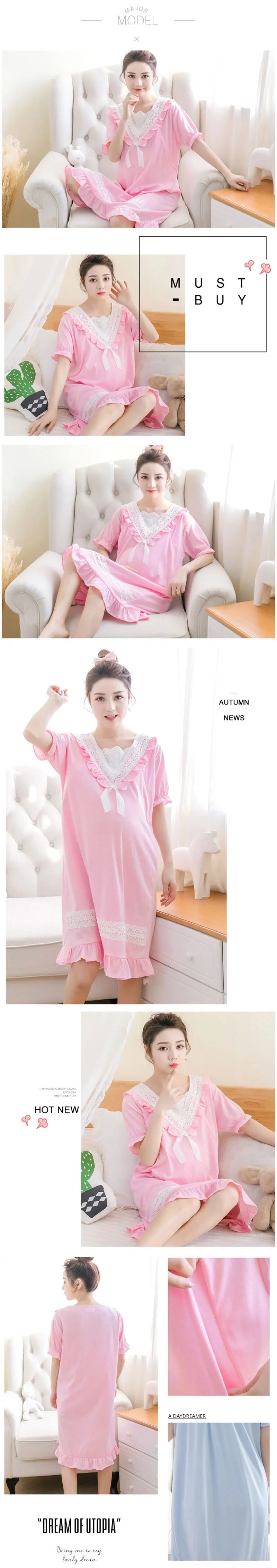Summer Maternity Breastfeeding Nursing Nightgowns  Mothers Nightwear Breastfeeding Pajamas Pregnancy Dress Maternity Pajamas