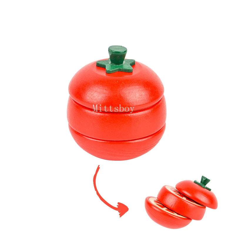 Chechele Wooden Kitchen Cut Fruit Toys Educational Puzzle For Children WDF01 Safe Eco Friendly
