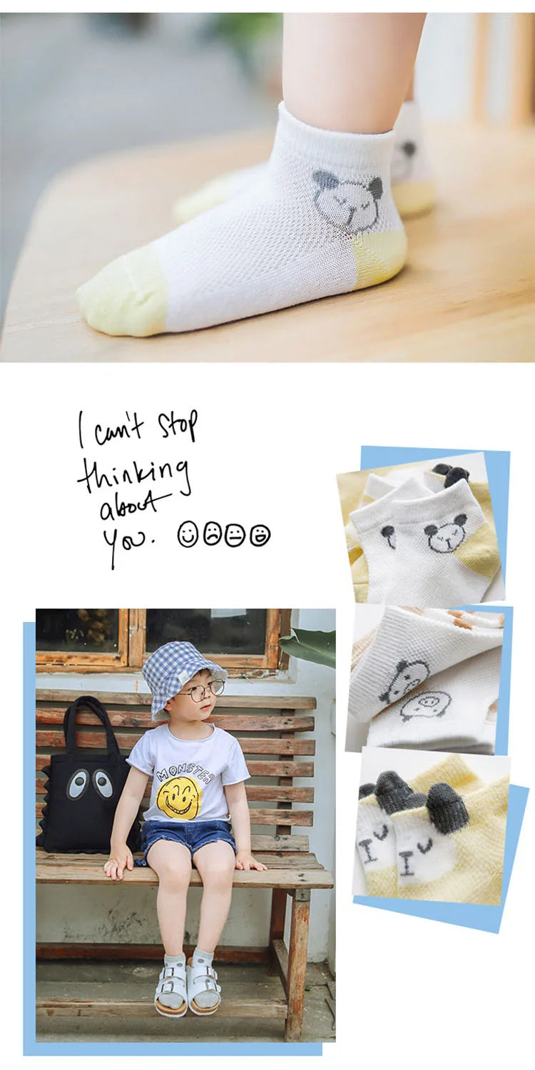 5 Pairs/Lot Baby Socks Newborns Infant Cute Cartoons Soft Cotton  Mesh Short Socks For 0-24 Month Boy Girl Babies Fashion Kids