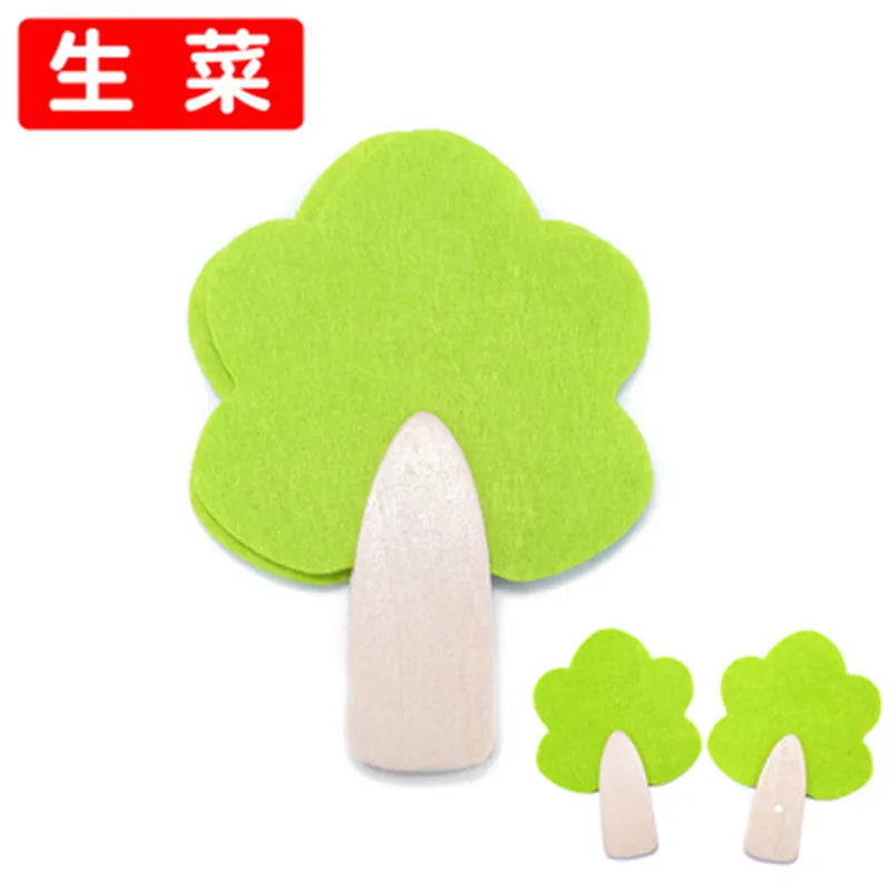 Chechele Montessori 3D Vegetable and Fruit Wooden Kitchen Toy Model Veg3D for Children Coordination Educational Toy