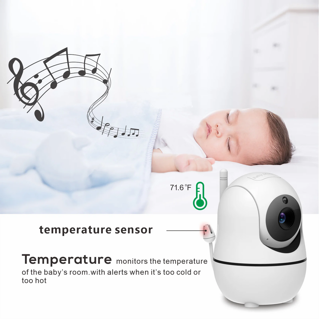 New 5 Inch Video Baby Monitor with Camera and Audio, 4X Zoom, 22Hrs Battery, 1000ft Range 2-Way  Temperature Sensor Lullaby