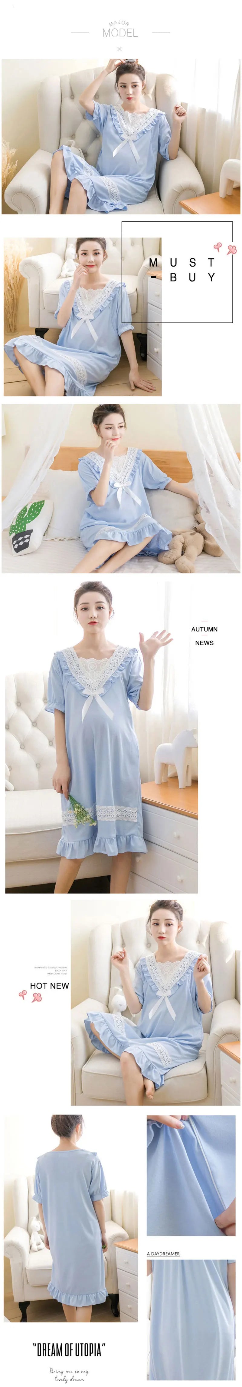 Summer Maternity Breastfeeding Nursing Nightgowns  Mothers Nightwear Breastfeeding Pajamas Pregnancy Dress Maternity Pajamas