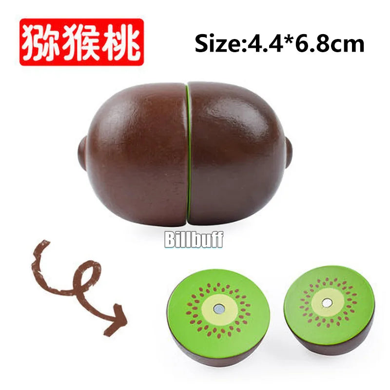 Montessori Wooden Magnetic Cutting Fruit Toy Banana Lemons Model Kitchen Educational Toy