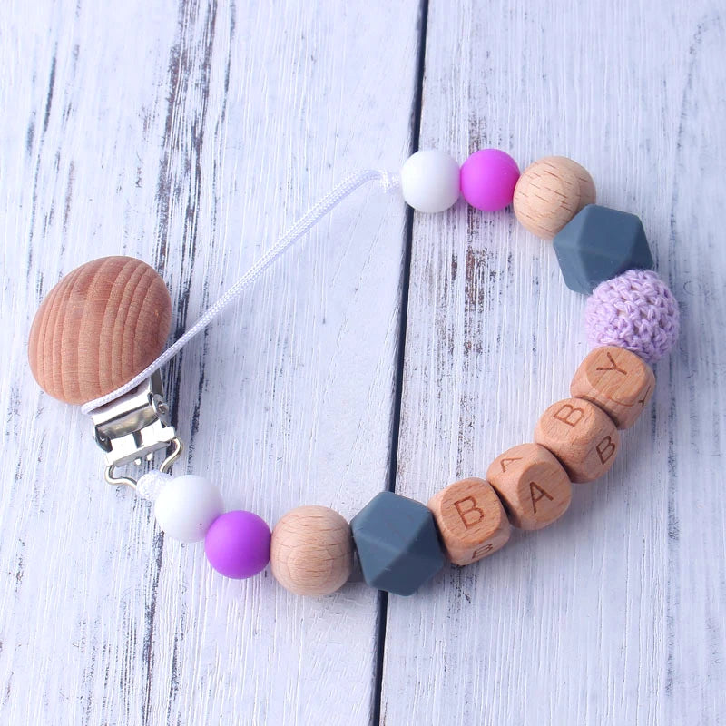 Baby Pacifier Clip Holder Free personalized name Food Silicone Teething With Newborn Gift Anti-drop Chain