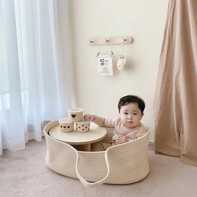 Portable Baby Moses Basket Carrier Cotton Rope Woven Crib Newborn Sleeping Bed Cradle Bassinet Nursery Decor Cunas Para El Bebe