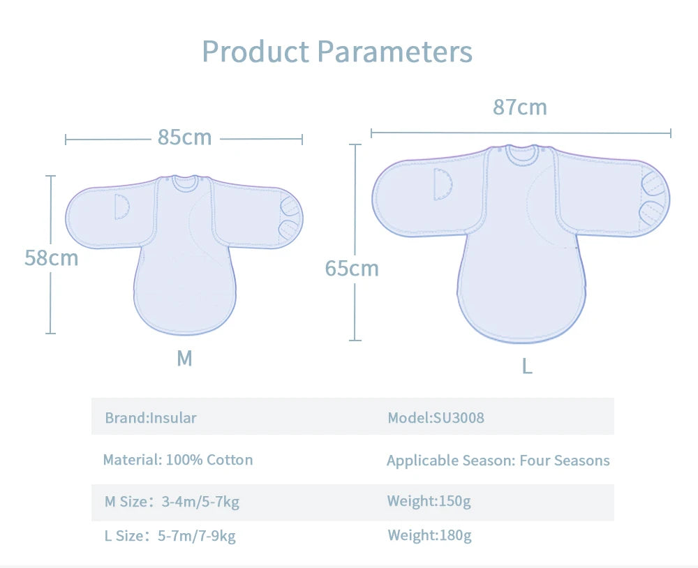 Insular Newborn Baby Anti Shock Swaddling Sleeping Bag Spring And Summer Thin Baby Anti Shock Artifact Newborn Bag Held Cotton