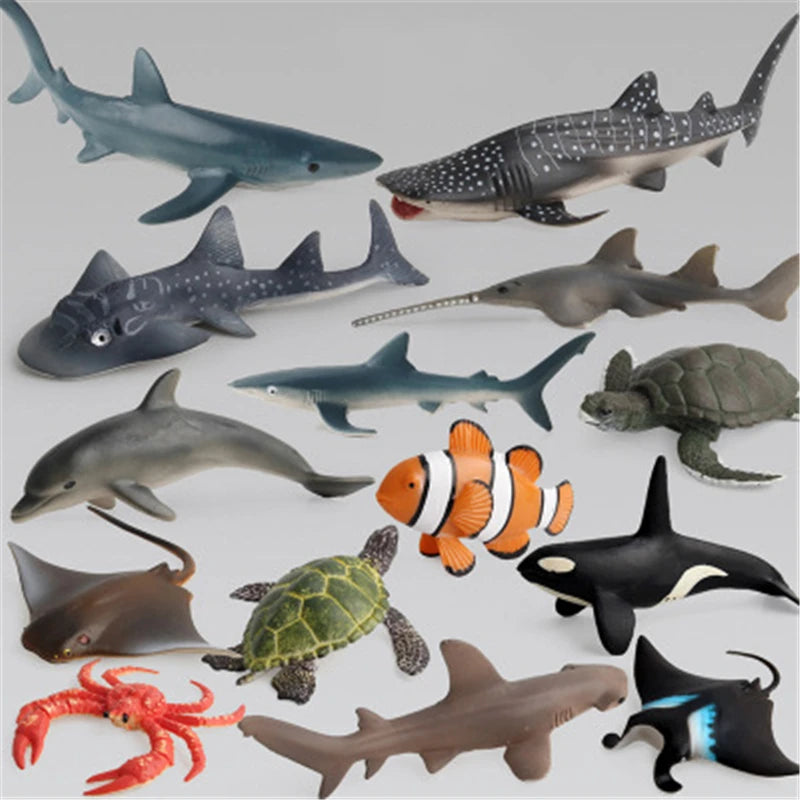 New Simulation ocean Animals Model Toys Whale Shark Sea turtle  Sets Animal Plastic Action Figures Educational Toy Figure Gift
