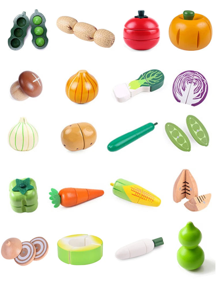 New Baby Magnet Chechele Montessori Educational 3D Vegetable Fruit Onion Wooden  kitchen toy Coordination Toy for children Gifts