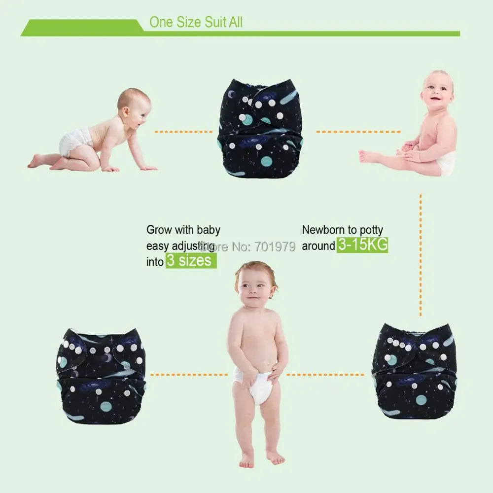 1pc ALVABABY Solid Color Baby Cloth Diaper Reusable Pocket Diaper Baby Cloth Nappy Shell