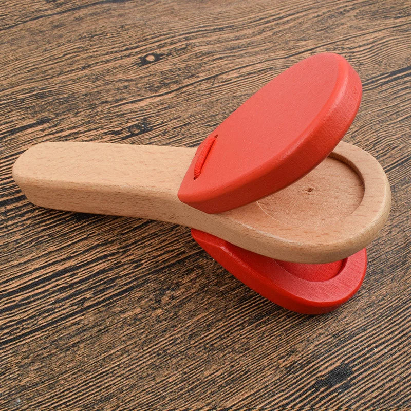 1Pcs Baby Montessori Wooden Orff Percussion Instrument Baby Handle Castanets Clappers Hand Clappers Brain Game Educational Toys