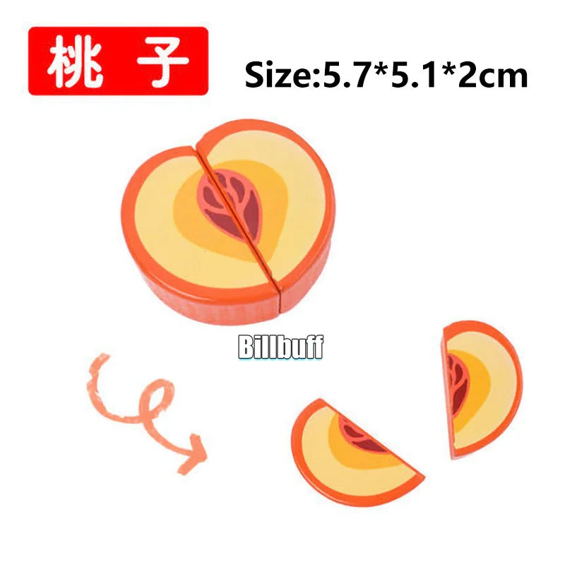 Montessori Simulation 3D Woodens Toy Magnetic Cutting Fruit Banana Lemons Kitchen Model Early Educational Toys for Children Gift