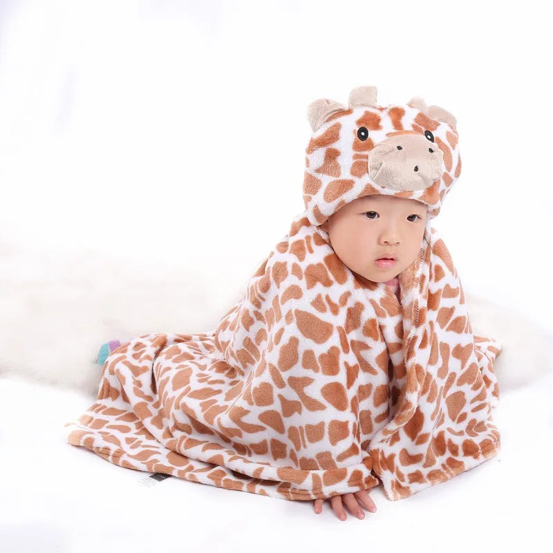 2024 New Flannel Baby Blanket 3D Animal 3D Cloak Children's Cartoon Bathtowel