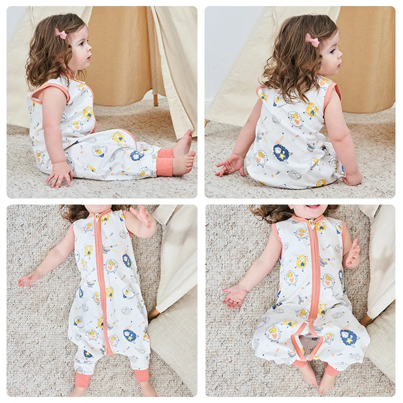 Baby Sleeping Bag 28-32℃ Summer Cool Vest Kids Sleep Sack Boys Girls 100% Cotton Breathable Sleeping Bag Baby Anti Tipi New