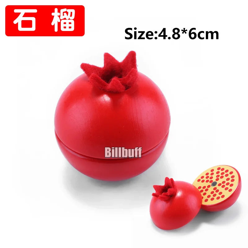 Montessori Wooden Magnetic Cutting Fruit Toy Banana Lemons Model Kitchen Educational Toy