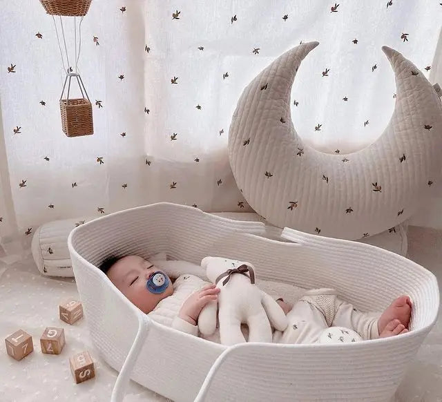 Portable Baby Moses Basket Carrier Cotton Rope Woven Crib Newborn Sleeping Bed Cradle Bassinet Nursery Decor Cunas Para El Bebe