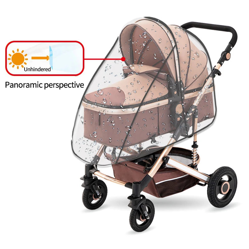 Stroller Rain Cover Transparent Wind Dust Shield Universal Trolley Umbrella Raincoat Baby Car Seat Cover Sunshade Breathable