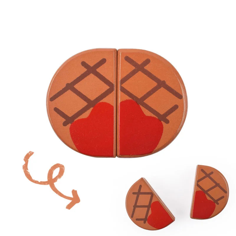 1Pcs Wooden Magnetic Chechele Montessori Simulation Play House Vegetable Biscuit Bread Baking Toys Wooden Educational Toys Gifts