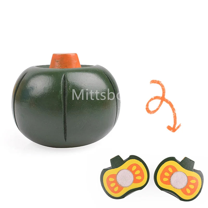 1Pcs Simulation Kitchen Cut Fruit Toys Paste Wooden Toy Chechele Food Fruit Vegetable Educational Toys Puzzle for Children Gifts